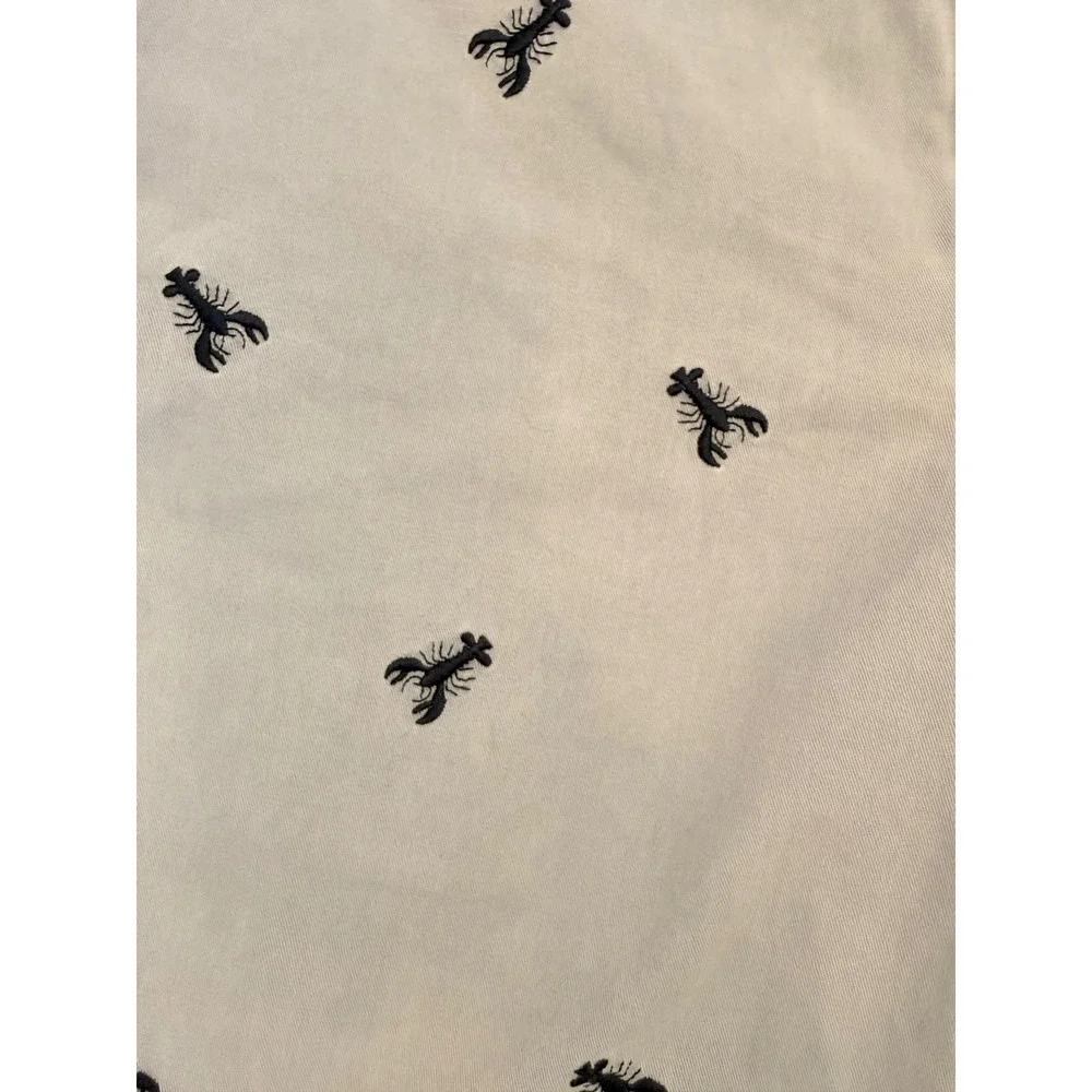 Lands' End Men's Lobster Embroidered Chino Shorts 33 Cotton Preppy Nautical